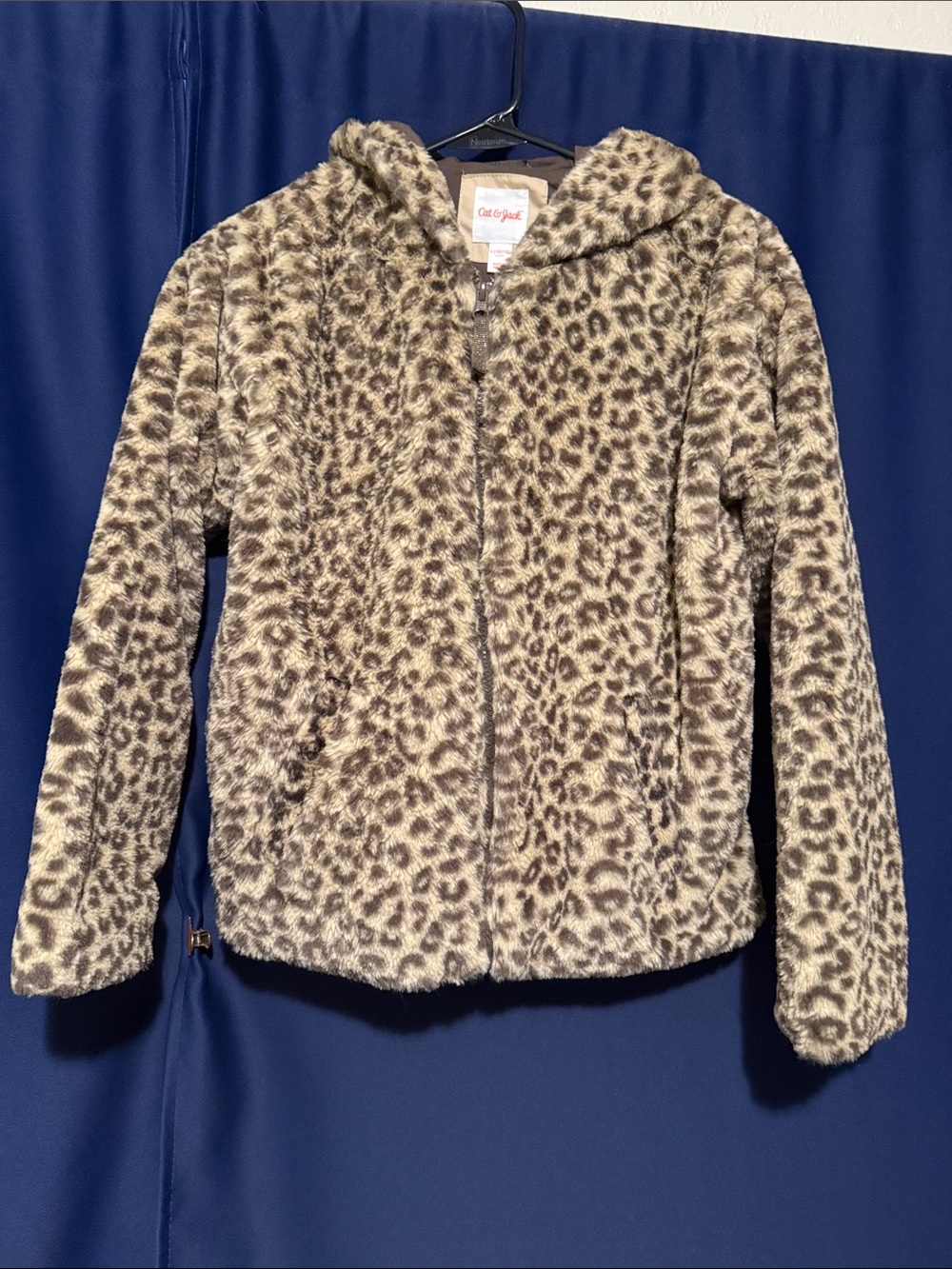 Cat & Jack Leopard Print Faux-Fur Hooded Jacket - Brown & Black